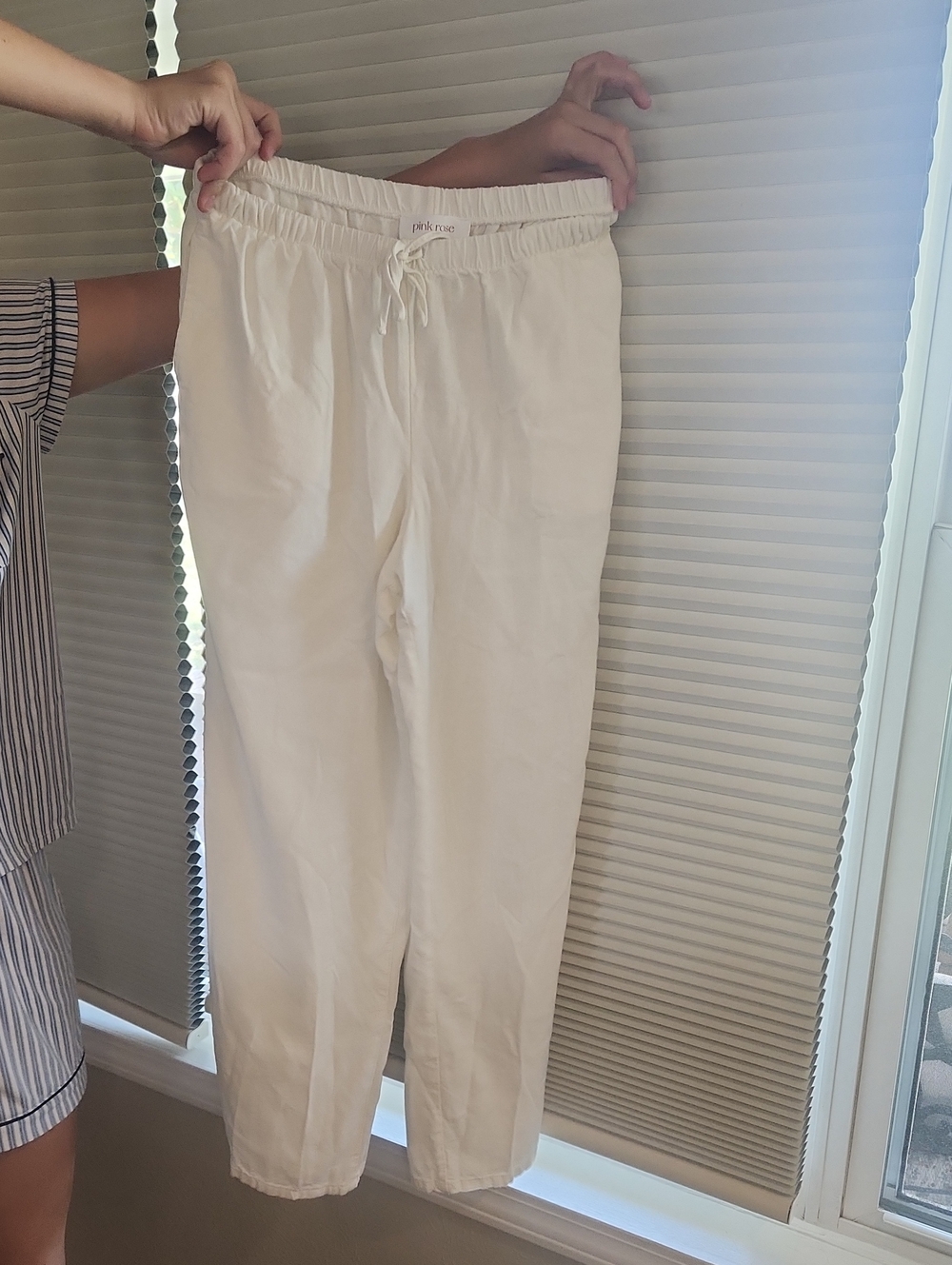Women's White Drawstring Casual Pants